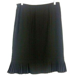Black Skirt Size 8 Pencil Silhouette Flounced Pleated Hem Lined Business Career